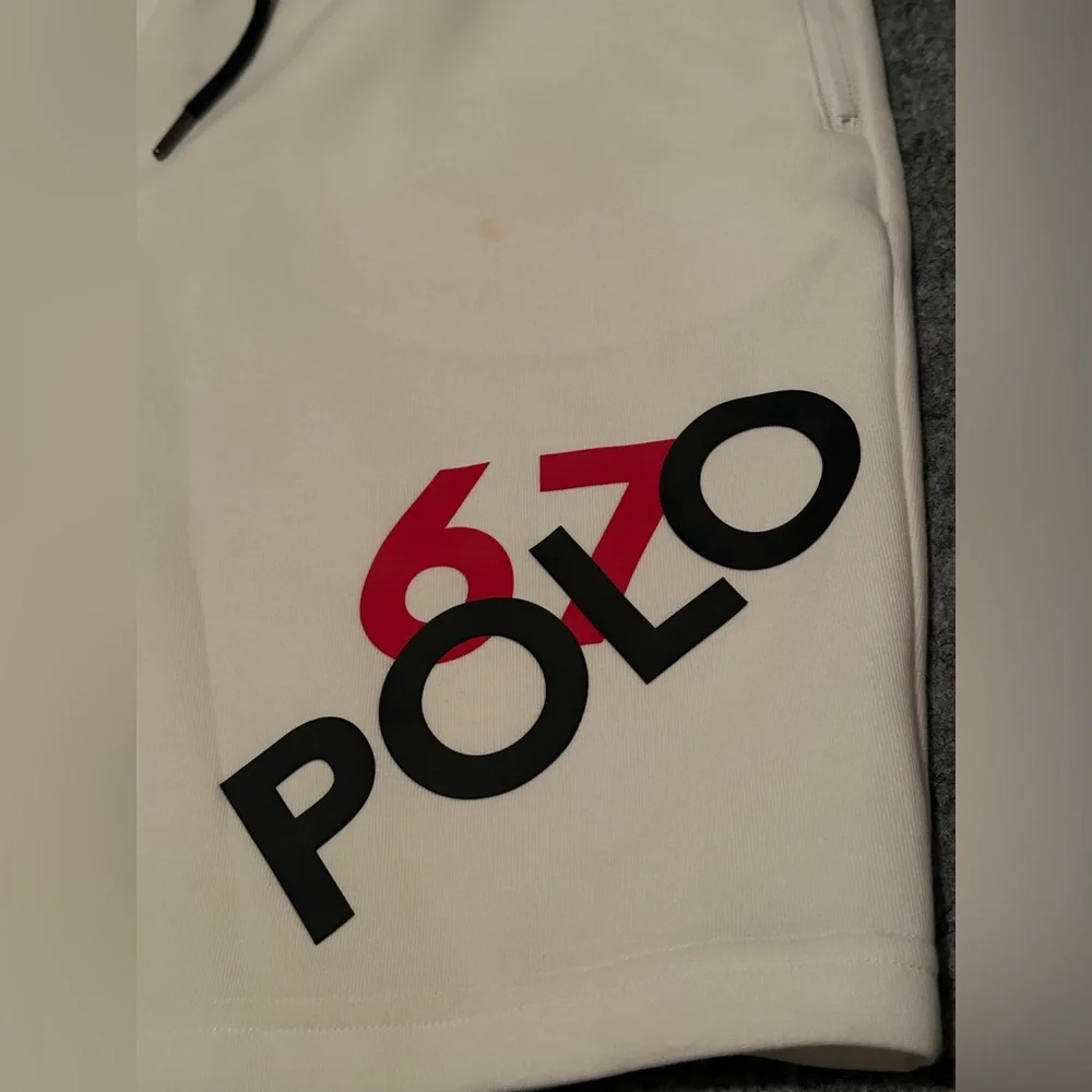 Men’s Polo Ralph Lauren Performance 67 White/ Red/ Black Sweat Shorts - XL